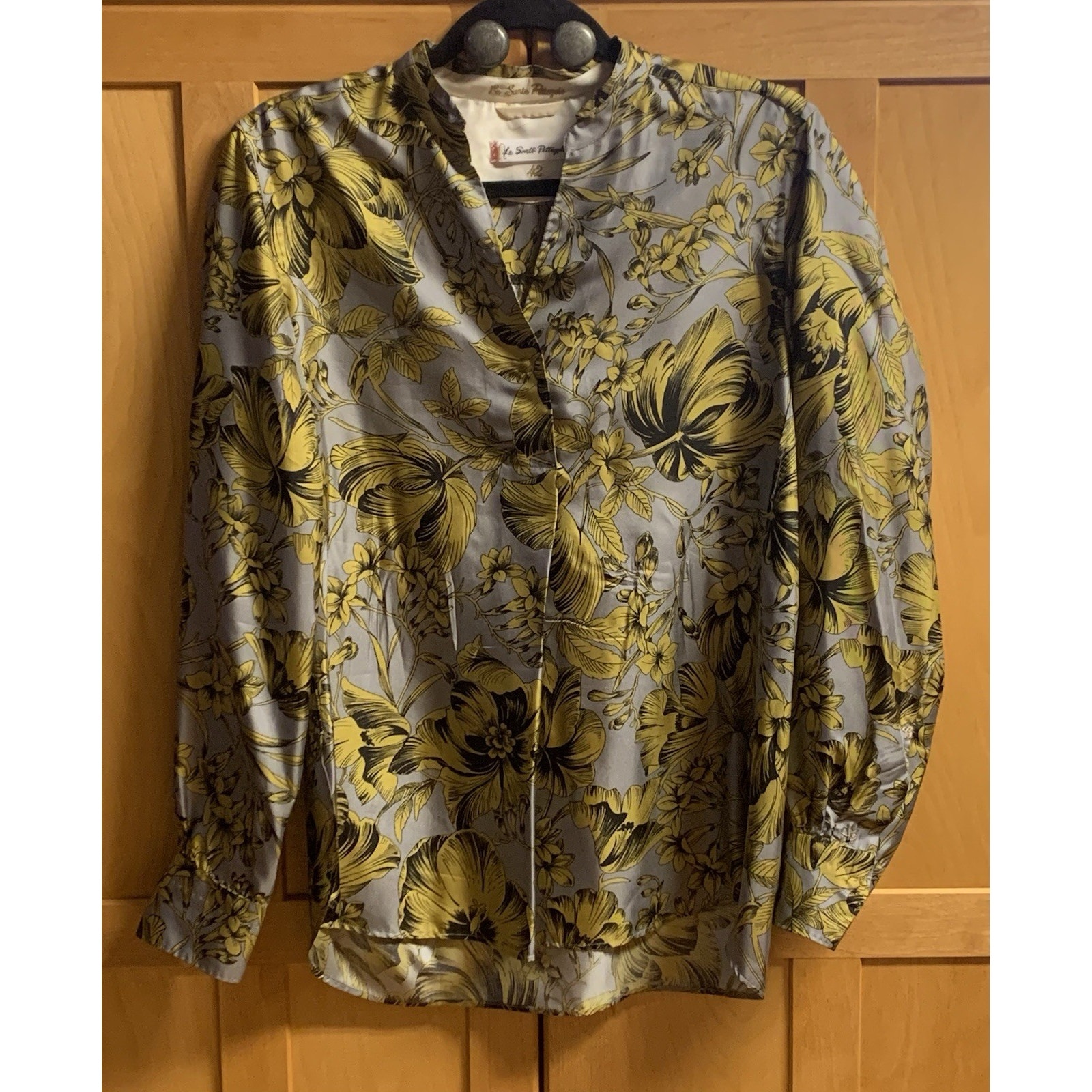 Le Sarte Pettegole Silk Blouse Size 42 (Italy) Multi Color W/ Floral Design